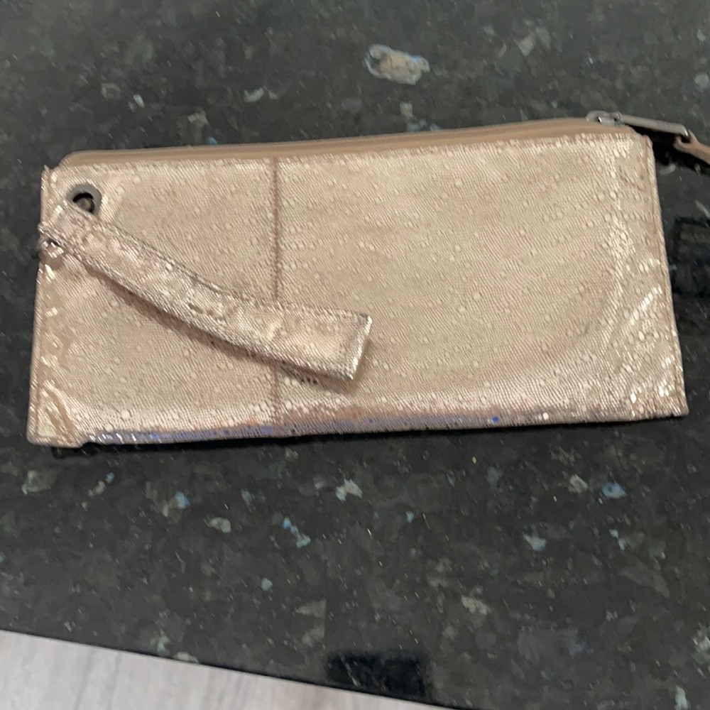 Gold leather Hobo wristlet